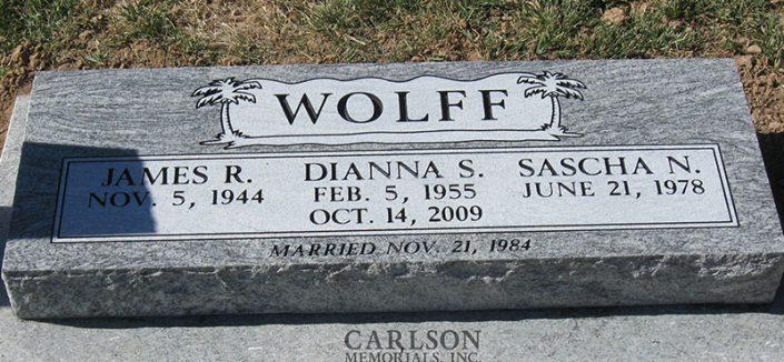 BV010: Silver Cloud Stone Custom Designed Bevel Headstones for the Wolff family