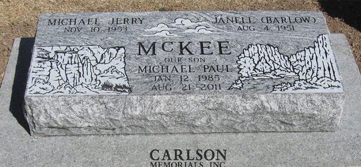 BV025: Silver Cloud Stone Custom Designed Bevel Headstones for the McKee family