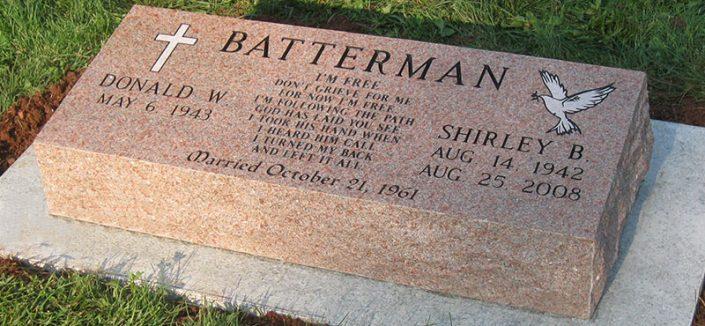 BV040: Morning Rose Stone Custom Designed Bevel Headstones for the Batterman family