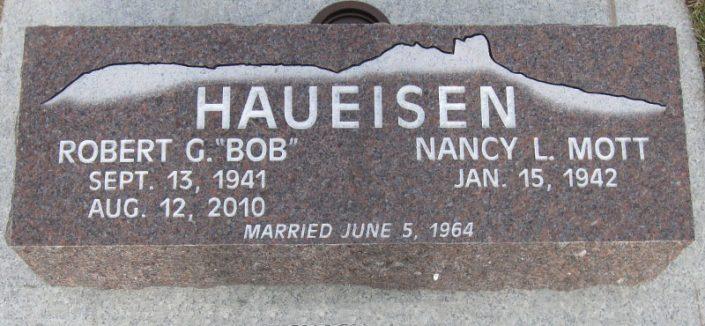 BV054: Mahogany Stone Custom Designed Bevel Headstones for the Haueisen family
