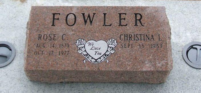 BV075: Morning Rose Stone Custom Designed Bevel Headstones for the Fowler family