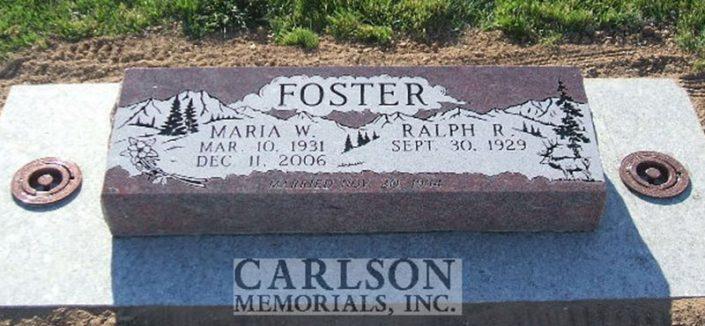 BV082: Colorado Rose Stone Custom Designed Bevel Headstones for the Foster family