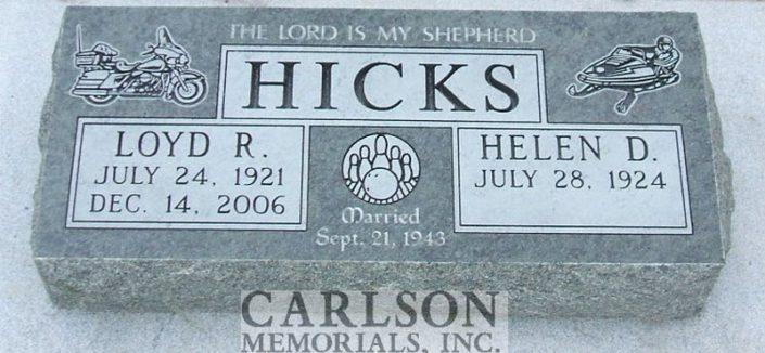 BV085: Royal Emerald Stone Custom Designed Bevel Headstones for the Hicks family