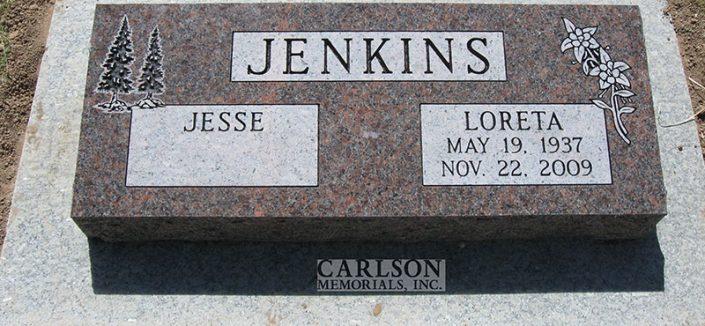 BV119: Rustic Mahogany Stone Custom Designed Bevel Headstones for the Jenkins family