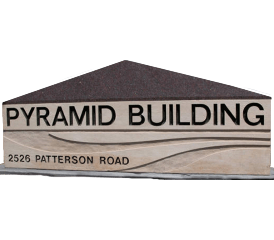 custom designed stone engraving for the Pyramid Building