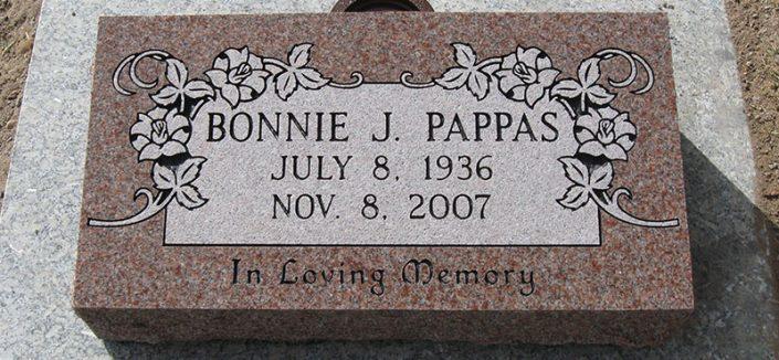BV138: Morning Rose Stone Custom Designed Bevel Headstones for the Pappas family