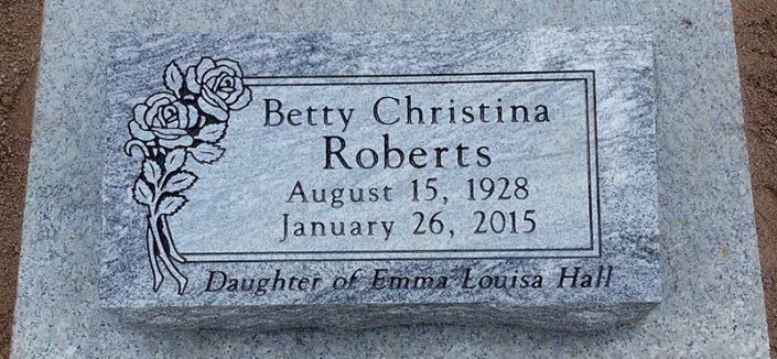 BV161: Silver Cloud Stone Custom Designed Bevel Headstones for the Roberts family
