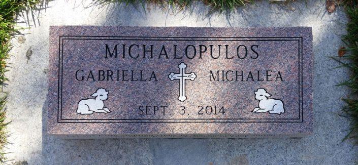BV164: Canyon Rose Stone Custom Designed Bevel Headstones for the Michalopulos family