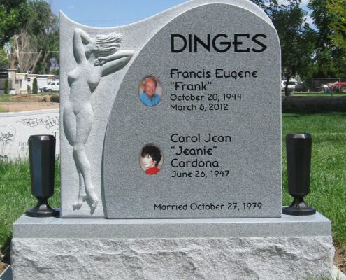 custom designed headstone for the Dinges family