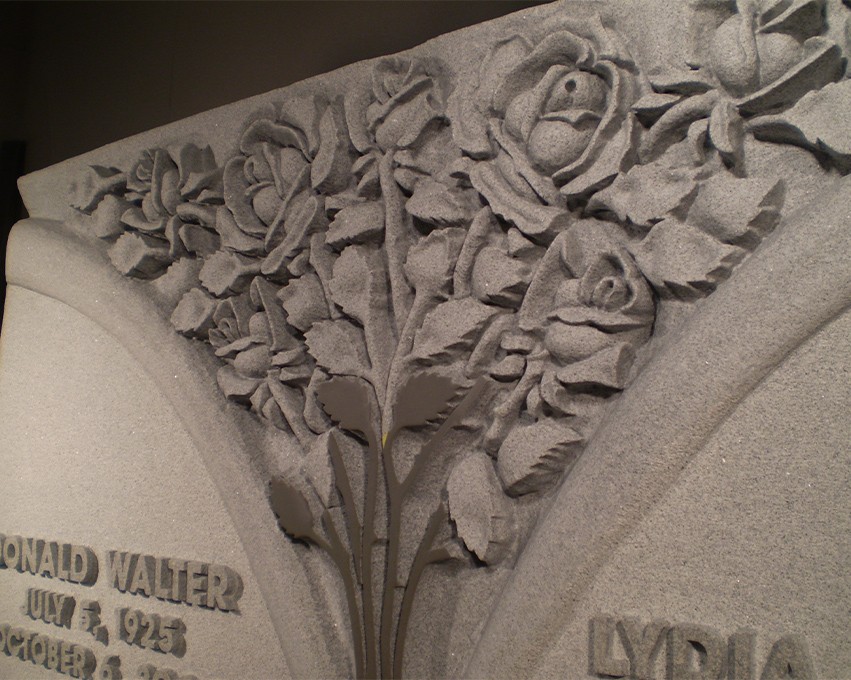 Rose engraving in a gravestone